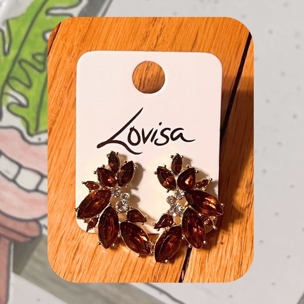 🎉🎉Lovisa Brown Crystal Floral Stud Post Earrings